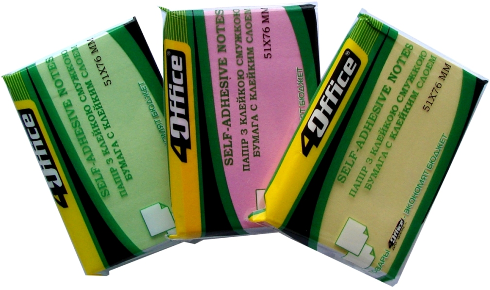 Паперовий блок для нотаток 4OFFICE (4-421-22), 51х76мм, пастельні кольори, 100шт